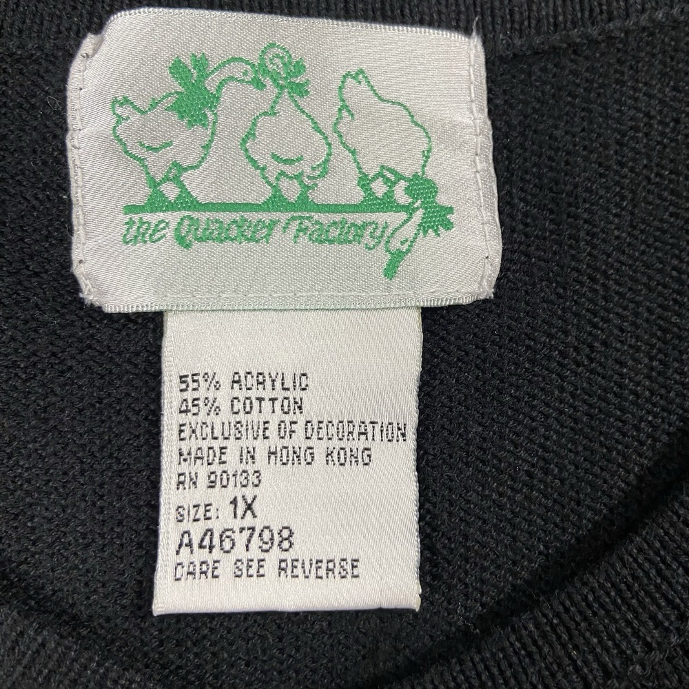 Quacker Factory Floral Embroidered Long Sleeve Sweater Black Women's 1X Gardener - Picture 8 of 15